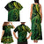 New Zealand Lizard Family Matching Tank Maxi Dress and Hawaiian Shirt Silver Fern Aotearoa Maori Green Version