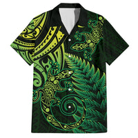 New Zealand Lizard Hawaiian Shirt Silver Fern Aotearoa Maori Green Version LT14 Green - Polynesian Pride