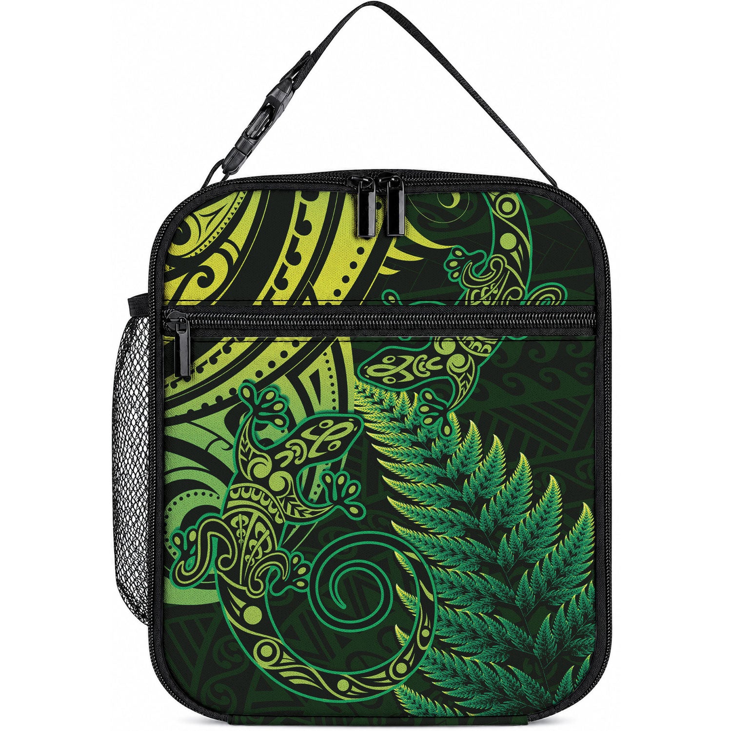 New Zealand Lizard Lunch Bag Silver Fern Aotearoa Maori Green Version LT14 10.2 × 8.3 × 4.3 inch Green - Polynesian Pride