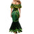 New Zealand Lizard Mermaid Dress Silver Fern Aotearoa Maori Green Version