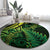 New Zealand Lizard Round Carpet Silver Fern Aotearoa Maori Green Version