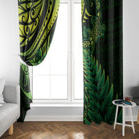 New Zealand Lizard Window Curtain Silver Fern Aotearoa Maori Green Version LT14 - Polynesian Pride