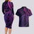 New Zealand Lizard Couples Matching Long Sleeve Bodycon Dress and Hawaiian Shirt Silver Fern Aotearoa Maori Purple Version