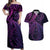 New Zealand Lizard Couples Matching Off Shoulder Maxi Dress and Hawaiian Shirt Silver Fern Aotearoa Maori Purple Version