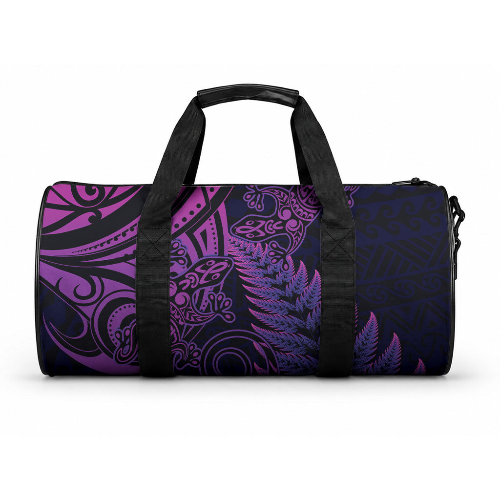 New Zealand Lizard Duffle Bag Silver Fern Aotearoa Maori Purple Version LT14 One size Purple - Polynesian Pride