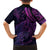 New Zealand Lizard Family Matching Off The Shoulder Long Sleeve Dress and Hawaiian Shirt Silver Fern Aotearoa Maori Purple Version