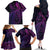 New Zealand Lizard Family Matching Off The Shoulder Long Sleeve Dress and Hawaiian Shirt Silver Fern Aotearoa Maori Purple Version