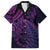 New Zealand Lizard Family Matching Off The Shoulder Long Sleeve Dress and Hawaiian Shirt Silver Fern Aotearoa Maori Purple Version