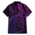 New Zealand Lizard Family Matching Off The Shoulder Long Sleeve Dress and Hawaiian Shirt Silver Fern Aotearoa Maori Purple Version