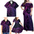 New Zealand Lizard Family Matching Off Shoulder Maxi Dress and Hawaiian Shirt Silver Fern Aotearoa Maori Purple Version