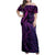 New Zealand Lizard Family Matching Off Shoulder Maxi Dress and Hawaiian Shirt Silver Fern Aotearoa Maori Purple Version