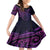 New Zealand Lizard Family Matching Off Shoulder Short Dress and Hawaiian Shirt Silver Fern Aotearoa Maori Purple Version