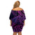 New Zealand Lizard Family Matching Off Shoulder Short Dress and Hawaiian Shirt Silver Fern Aotearoa Maori Purple Version