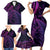 New Zealand Lizard Family Matching Short Sleeve Bodycon Dress and Hawaiian Shirt Silver Fern Aotearoa Maori Purple Version