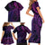 New Zealand Lizard Family Matching Short Sleeve Bodycon Dress and Hawaiian Shirt Silver Fern Aotearoa Maori Purple Version