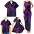 New Zealand Lizard Family Matching Tank Maxi Dress and Hawaiian Shirt Silver Fern Aotearoa Maori Purple Version