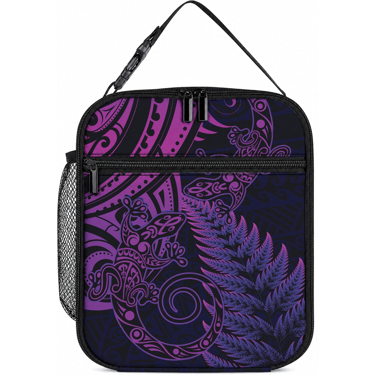New Zealand Lizard Lunch Bag Silver Fern Aotearoa Maori Purple Version LT14 10.2 × 8.3 × 4.3 inch Purple - Polynesian Pride