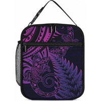 New Zealand Lizard Lunch Bag Silver Fern Aotearoa Maori Purple Version LT14 10.2 × 8.3 × 4.3 inch Purple - Polynesian Pride