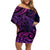 New Zealand Lizard Off Shoulder Short Dress Silver Fern Aotearoa Maori Purple Version