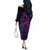 New Zealand Lizard Off The Shoulder Long Sleeve Dress Silver Fern Aotearoa Maori Purple Version