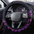 New Zealand Lizard Steering Wheel Cover Silver Fern Aotearoa Maori Purple Version