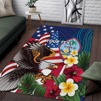 Personalised United States And Guam Area Rug USA Eagle With Guahan Seal Tropical Vibes LT14 Blue - Polynesian Pride