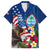 Personalised United States And Guam Family Matching Off The Shoulder Long Sleeve Dress and Hawaiian Shirt USA Eagle With Guahan Seal Tropical Vibes