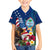 Personalised United States And Guam Family Matching Off The Shoulder Long Sleeve Dress and Hawaiian Shirt USA Eagle With Guahan Seal Tropical Vibes