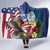 Personalised United States And Guam Hooded Blanket USA Eagle With Guahan Seal Tropical Vibes