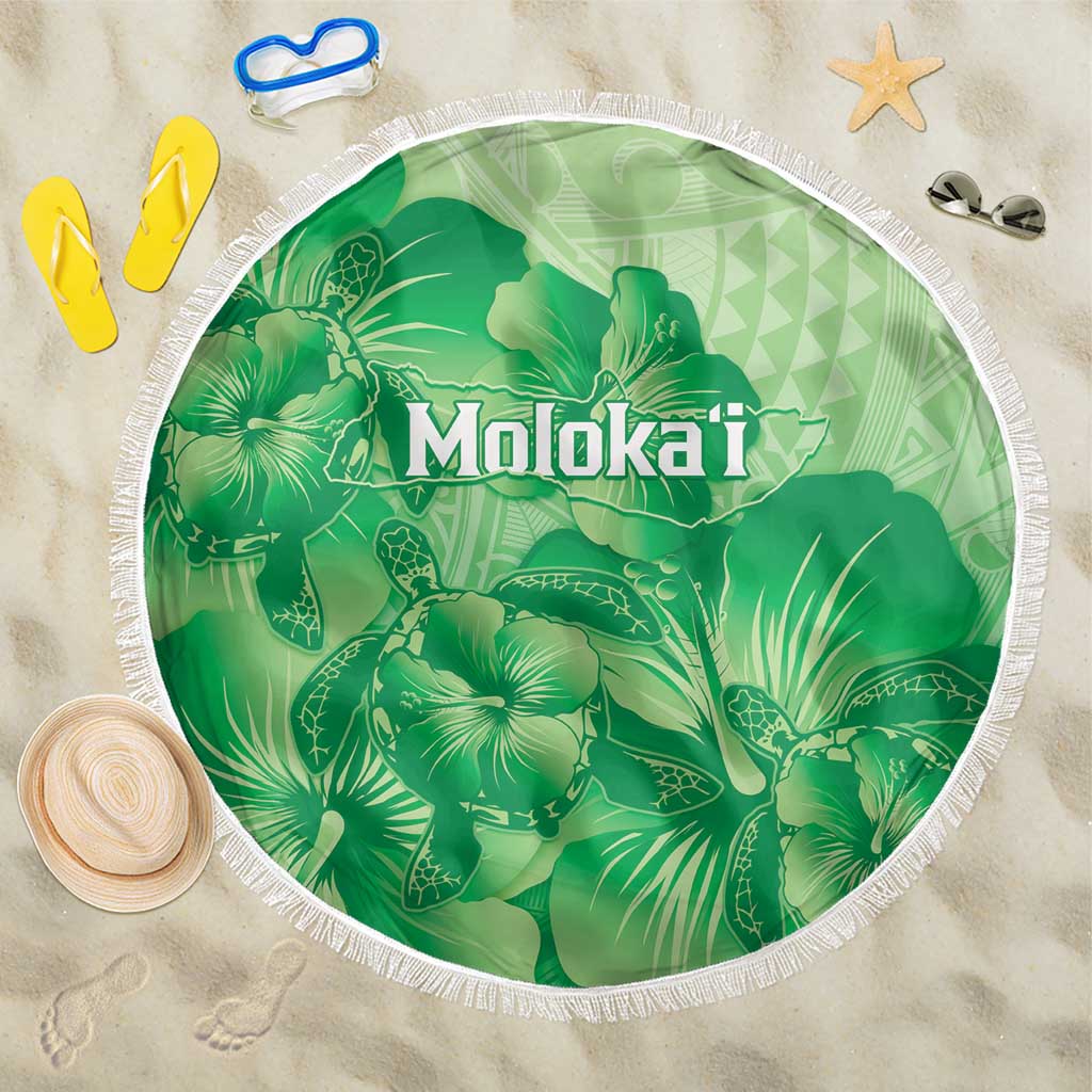 Aloha Hawaii Molokai Island Beach Blanket Hibiscus Tribal Honu Hawaiian Tattoo Green LT14 One Size 150cm Green - Polynesian Pride