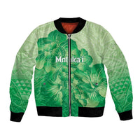 Aloha Hawaii Molokai Island Bomber Jacket Hibiscus Tribal Honu Hawaiian Tattoo Green LT14 Unisex Green - Polynesian Pride
