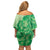 Aloha Hawaii Molokai Island Off Shoulder Short Dress Hibiscus Tribal Honu Hawaiian Tattoo Green