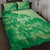 Aloha Hawaii Molokai Island Quilt Bed Set Hibiscus Tribal Honu Hawaiian Tattoo Green