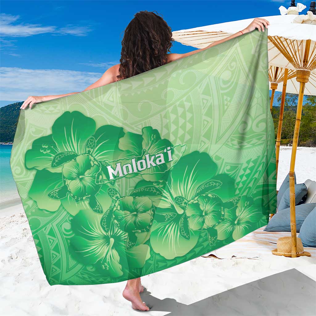 Aloha Hawaii Molokai Island Sarong Hibiscus Tribal Honu Hawaiian Tattoo Green LT14 One Size 44 x 66 inches Green - Polynesian Pride