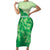 Aloha Hawaii Molokai Island Short Sleeve Bodycon Dress Hibiscus Tribal Honu Hawaiian Tattoo Green