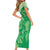 Aloha Hawaii Molokai Island Short Sleeve Bodycon Dress Hibiscus Tribal Honu Hawaiian Tattoo Green