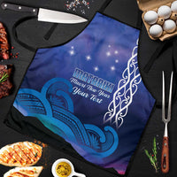 Personalised Matariki New Zealand Apron Maori New Year Galaxy Koru Pattern LT14 Blue - Polynesian Pride