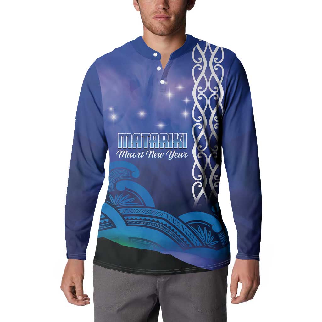 Personalised Matariki New Zealand Button Sweatshirt Maori New Year Galaxy Koru Pattern LT14 - Polynesian Pride