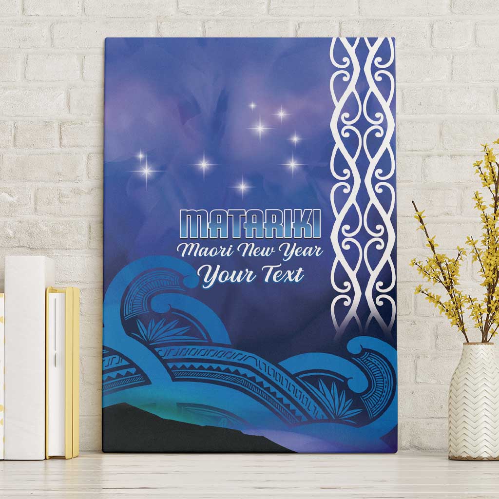 Personalised Matariki New Zealand Canvas Wall Art Maori New Year Galaxy Koru Pattern LT14 Without Frame Blue - Polynesian Pride