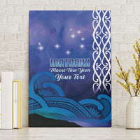 Personalised Matariki New Zealand Canvas Wall Art Maori New Year Galaxy Koru Pattern LT14 Without Frame Blue - Polynesian Pride