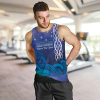 Personalised Matariki New Zealand Men Tank Top Maori New Year Galaxy Koru Pattern LT14 Blue - Polynesian Pride