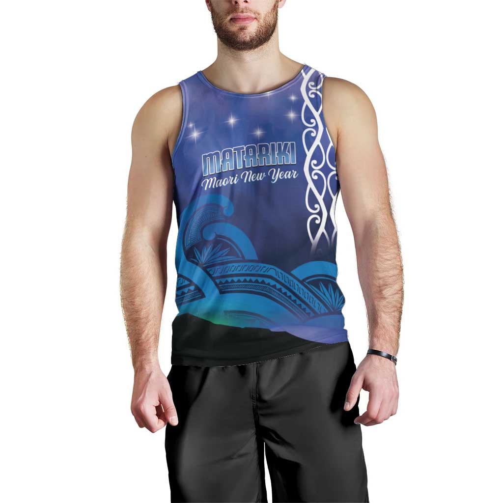 Personalised Matariki New Zealand Men Tank Top Maori New Year Galaxy Koru Pattern LT14 - Polynesian Pride