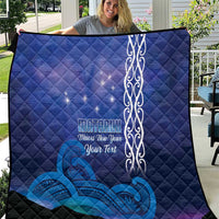 Personalised Matariki New Zealand Quilt Maori New Year Galaxy Koru Pattern LT14 Blue - Polynesian Pride