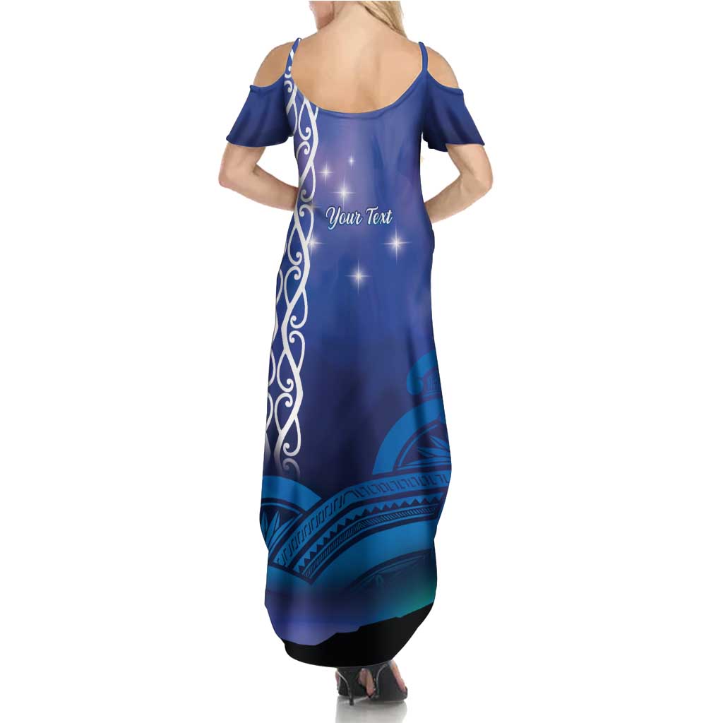 Personalised Matariki New Zealand Summer Maxi Dress Maori New Year Galaxy Koru Pattern LT14 - Polynesian Pride