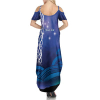 Personalised Matariki New Zealand Summer Maxi Dress Maori New Year Galaxy Koru Pattern LT14 - Polynesian Pride