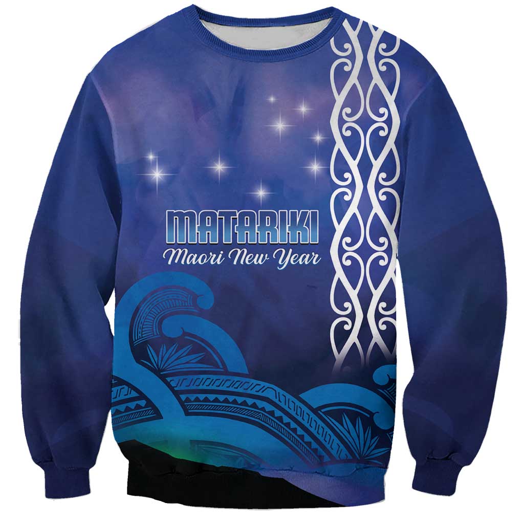 Personalised Matariki New Zealand Sweatshirt Maori New Year Galaxy Koru Pattern LT14 Unisex Blue - Polynesian Pride