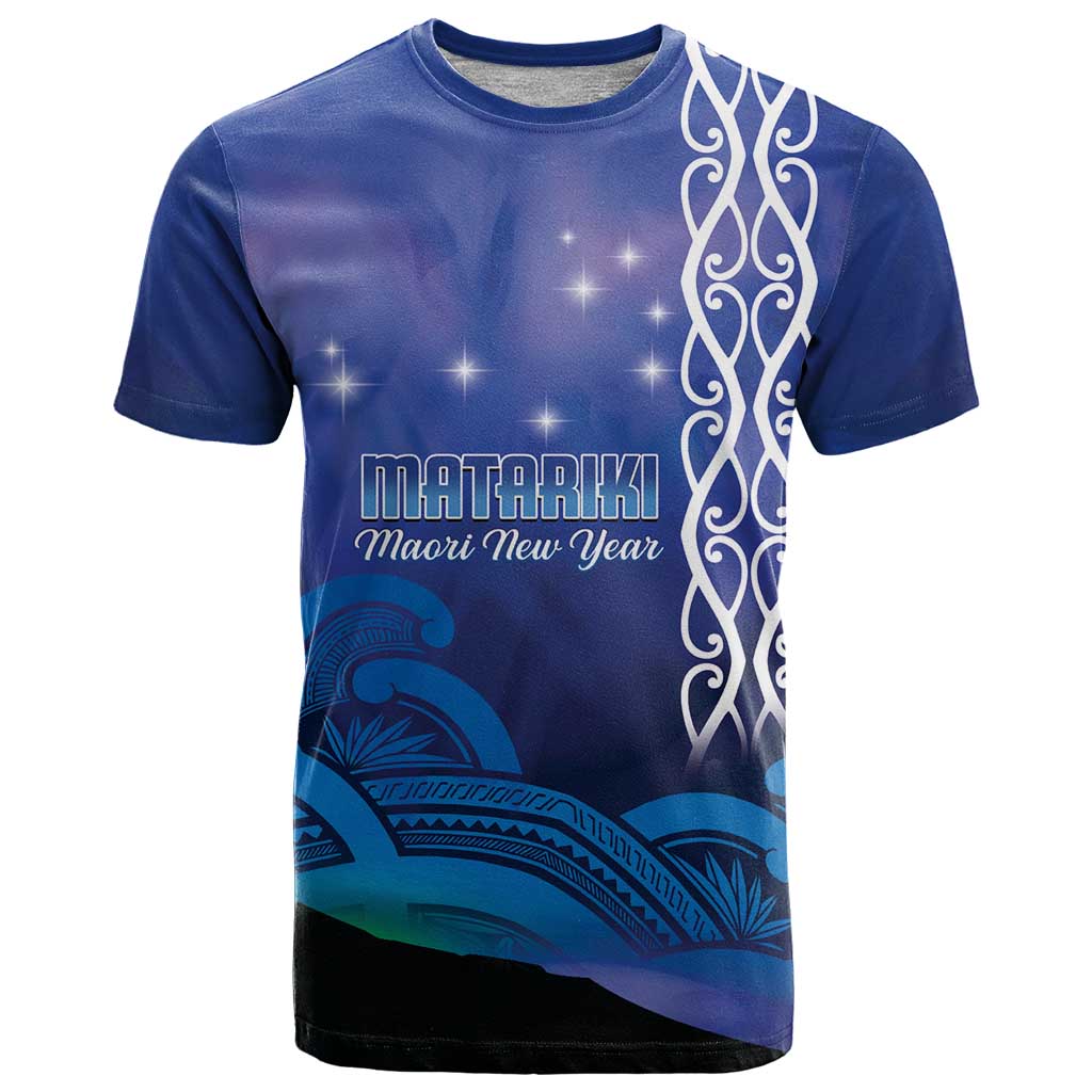 Personalised Matariki New Zealand T Shirt Maori New Year Galaxy Koru Pattern LT14 Blue - Polynesian Pride