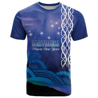Personalised Matariki New Zealand T Shirt Maori New Year Galaxy Koru Pattern LT14 Blue - Polynesian Pride