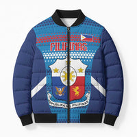 Philippines Football 2026 Bomber Puffer Jacket Come On Filipinas LT14 Unisex Blue - Polynesian Pride
