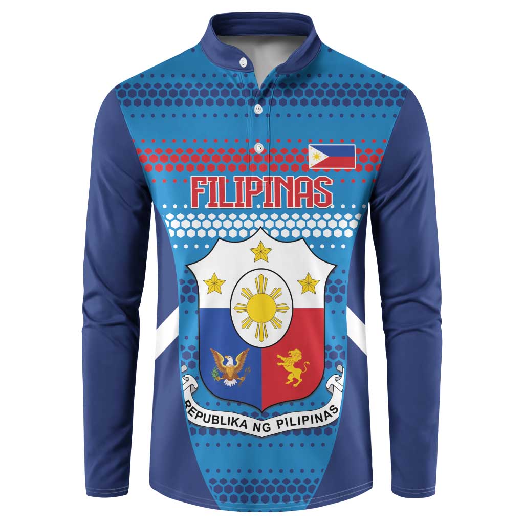 Philippines Football 2026 Button Sweatshirt Come On Filipinas LT14 Blue - Polynesian Pride